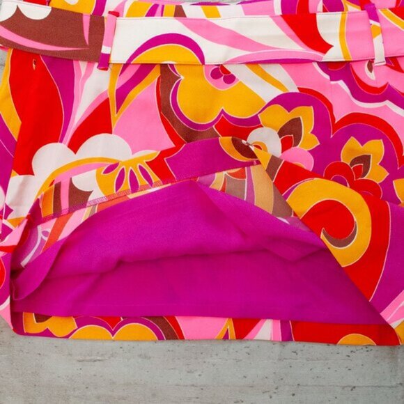 NWT Express High Waisted Retro Paisley Belted Mini Skirt - Picture 7 of 10